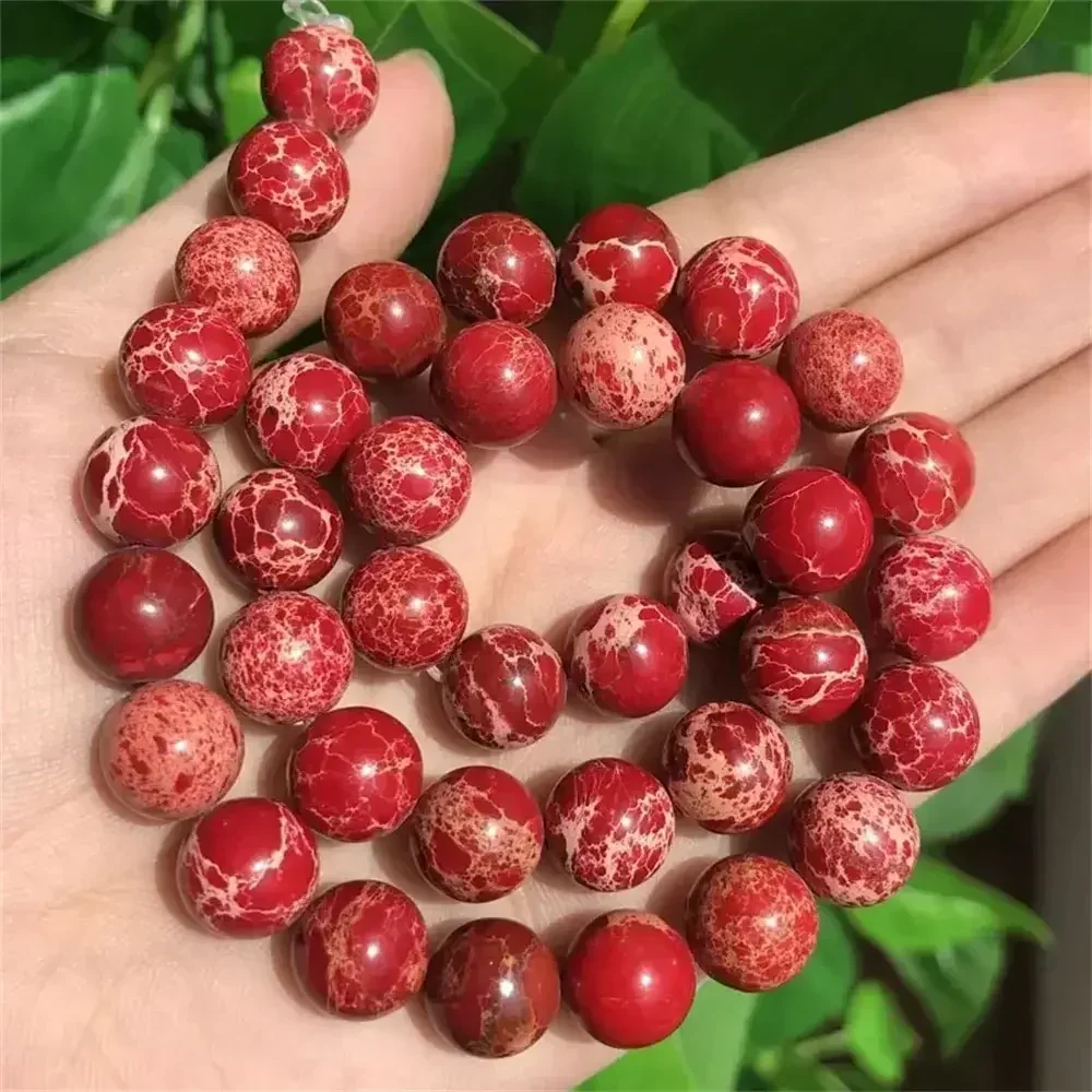 Naturstein rot kaiserliche Jaspis Perlen runde lose Perlen DIY Schmuck Zubehör für Halskette/Armband Image