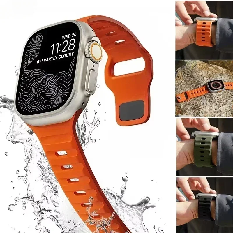 Sportarmband für Apple Watch Ultra Band 49 mm 45 mm 40 mm 44 mm 42 mm 41 mm 38 mm Silikon-Luftlocharmband iWatch Serie 8 7 6 SE 5 4 3 Image