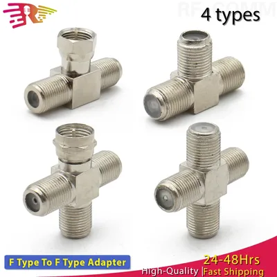 F-Stecker auf 2 F-Buchse, T-Typ, 3-Wege-RF-Adapter, F-Typ auf TV, IEC 4-Wege-Splitter-Adapter für TV-Koaxialantennenkabel