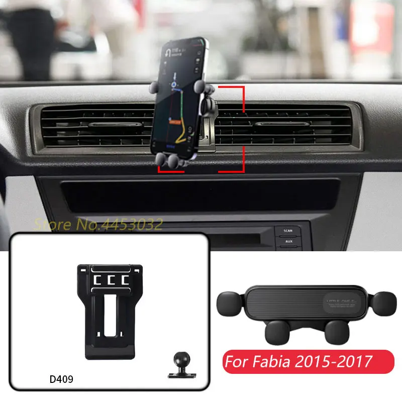 Für Skoda Fabia 2015-2017 Auto Handy Halter Air Vent Einstellbare GPS Schwerkraft Navigation Halterung Horizontally Zubehör Image