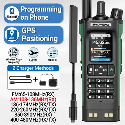 BAOFENG UV-32 GPS Bluetooth Programming Walkie Talkie 10W Multi Band Wireless Copy Frequency 1000CH Long Range Ham Two Way Radio