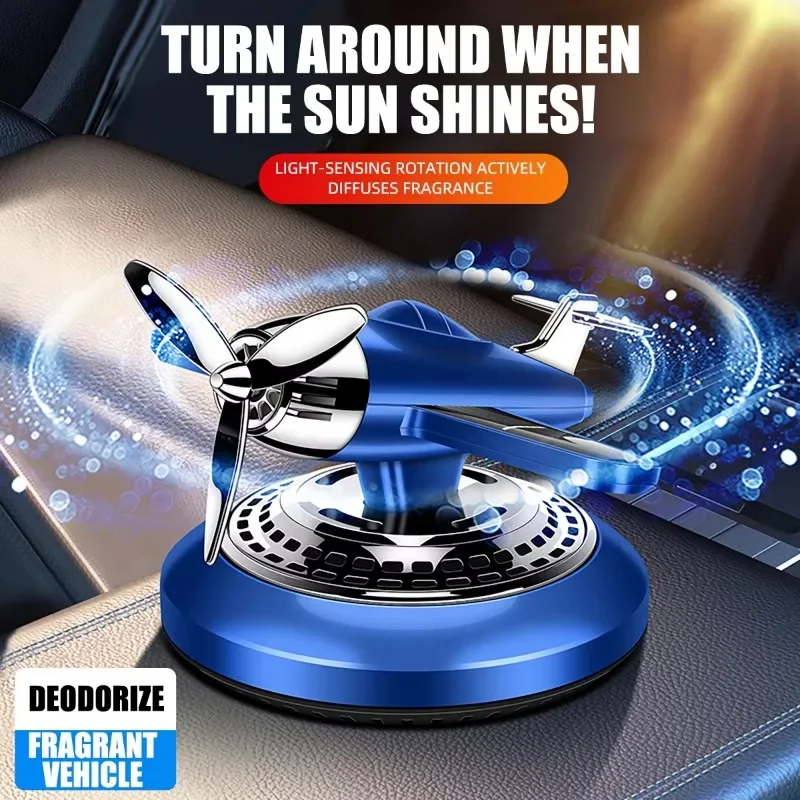 Auto Lufter frischer, Hubschrauber Solarenergie rotierende Aroma therapie Luftfahrt Al Legierung Diffusor, Auto Innen dekor Diffusor duftend Image
