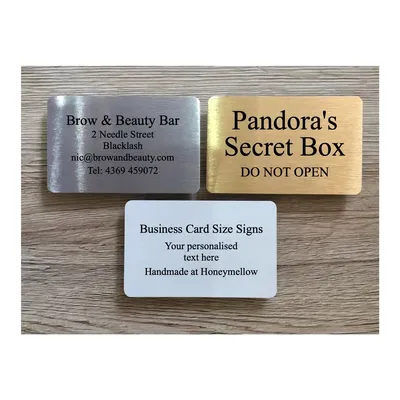 Customized Business Card Sign Brushed Silver/Brushes Gold/White Colors Door Number Office Plate