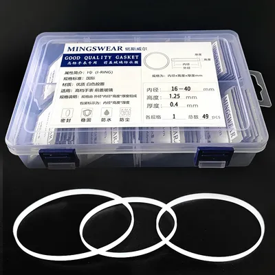 [total 49pcs] White Gasket 16-40mm Dia High 1.25 Thick 0.4mm Watch Gasket Parts For Front Glass