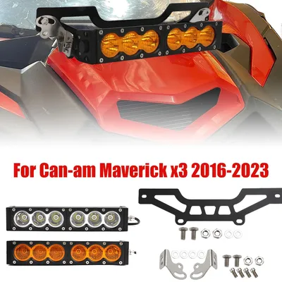 Front Grille UTV LED Light Bar Mount Bracket Kit 60W 6000K 3000K For Can Am Maverick X3 2016 2107