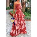 Per donna Abito lungo Abito lungo Vestito due pezzi Abiti Peplo Di tendenza Per eventi Tè Per uscire Standard Fiore decorativo Senza maniche Con bretelline Rosso Blu marino Verde Estate
