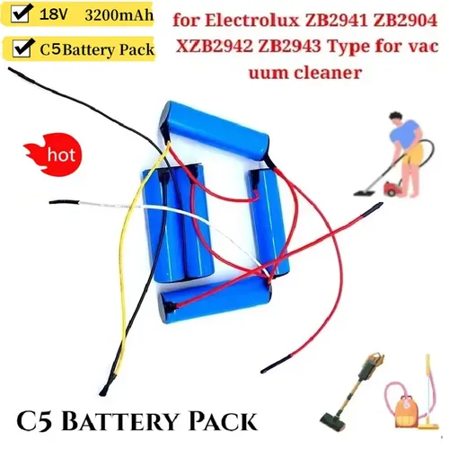 Nouveau Pack de batterie 2025 C5 C4 C3 pour aspirateur Electrolux Zb2941 Zb2904x Zb2942 Zb2943 Type Nv144nibrc, Batteries Li-ion