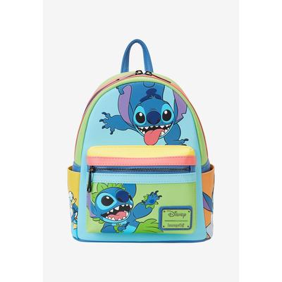 Women's Loungefly x Disney Stitch Color Block Mini Backpack Handbag by Woman Within in Blue (Size ONE SIZE)
