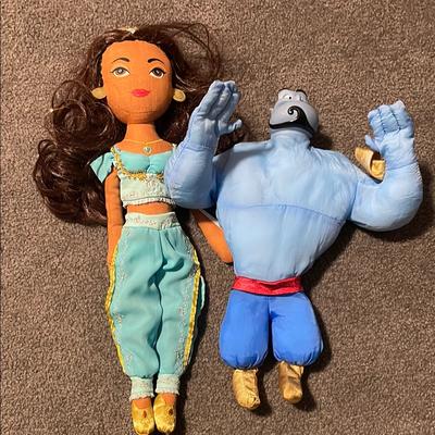 Disney Toys | Kids Jasmine And Genie Plush Toy Set | Color: Blue/Gold | Size: Osbb