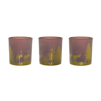 Votive Holder (Set of 3) PVC Box 3"H Glass by Melrose in Red/gold
