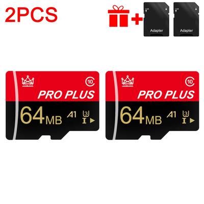 TEMU 2pcs Memory Card 64gb With Adapter, Memory Card 4gb 2gb 1gb, U3 C10 A1 Memory Tf Card 256mb 128mb 64mb For Tablet/camera/mobile Phone/camera/car Audio/game Console, Store Your Files ! Image