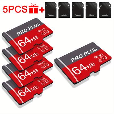 TEMU 5pcs Memory Card 128gb 64gb 32gb 16gb With Adapter, Memory Card 8gb 4gb 2gb 1gb, U3 C10 A1 Memory Tf Card 512mb 256mb 128mb 64mb For Tablet/camera/phone/car Audio, Store Your Files ! Image