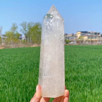 TEMU Crystal Large Clear Quartz Wand - 6- Tower For Home Decor Gift Image