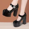 14cm kleine Größe 32-43 elegante dicke untere Plattform Schuhe Frauen Pumps 2024 Herbst Block High
