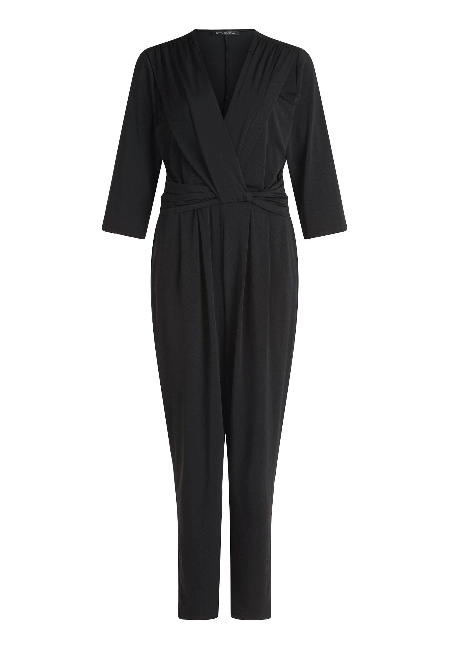 Overall BETTY BARCLAY "Damen mit Eingrifftaschen", Damen, Gr. 40, Normalgrößen, schwarz, Jersey, Obermaterial: 94% Polyester, 6% Elasthan, figurumspielend, V-Ausschnitt, Overalls Overall, Form