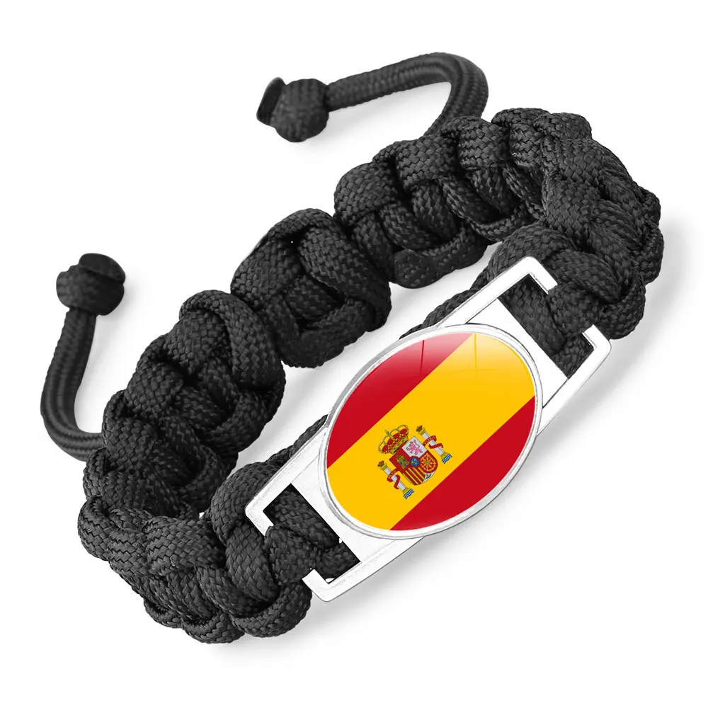 2024 Europäisches Cup-Paracord-Armband, verstellbar mit Landesflagge, Outdoor, 7 Kordeln, Seil, modisches Armband für Männer und Frauen Image