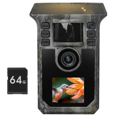 4K Solar Trail Kamera, 64 MP Trail Kamera mit Nachtsicht 0,2 s Trigger Bewegung aktiviert, Spielkamera mit 130 °