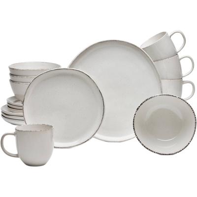 Kombiservice VAN WELL "Geschirr-Set Urban, 16-teilig", beige (creme), 16 tlg., Steinzeug, Geschirr-Sets, rund, spülmaschinen- und mikrowellengeeignet Image