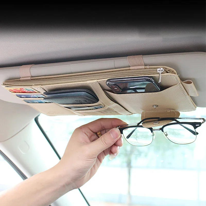 Auto Sonnenblende Organizer Multi-Pocket Tasche Auto Sonnenblende Organizer Reißverschluss Typ Kartenhalter Lagerung Auto Innen Zubehör Image