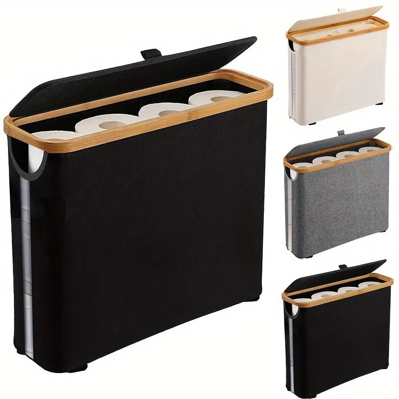 Badezimmer-Toilettenpapier-Aufbewahrungskorb, Bad-Organizer mit Deckel, sichtbarer Taschentuchhalter für Badezimmer-Accessoires, wasserdichtes Design