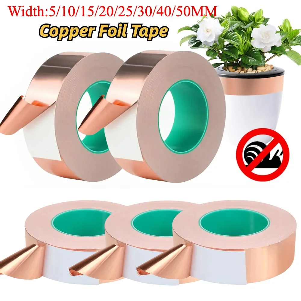 1Pcs Kupfer Folie Band Leitfähigen Streifen Mit Doppelseitig Leitfähigen Klebstoff EMI Abschirmung Für Schaltungen DIY Handwerk Löten Image