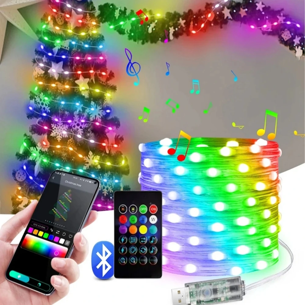 5m/10m/20m rgbic führte intelligente Lichterketten Bluetooth App Control String Licht DIY für Weihnachts feier Hochzeit Home Dekoration Image
