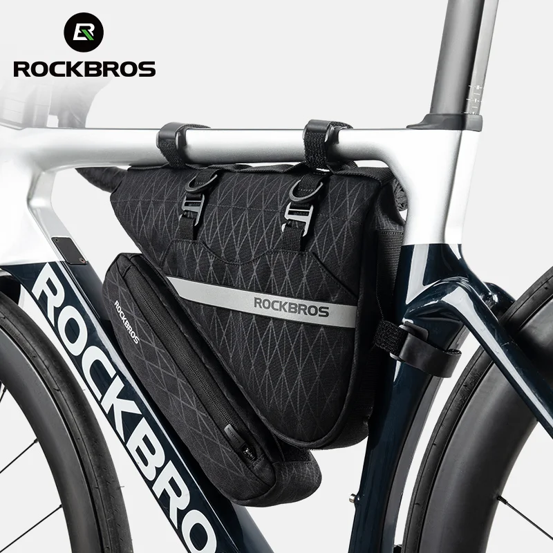 ROCKBROS Fahrrad-Dreieckstasche, Vorderrohrtasche, wasserdicht, abnehmbar, multifunktional, 2-in-1-Faltradtasche, Rucksack für Reisen Image