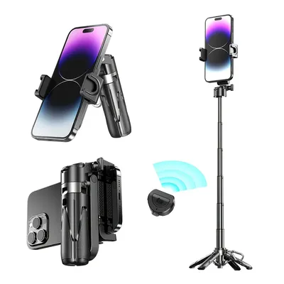16" Telescopic Selfie Stick，360° Rotating Smartphone Tripod，With DSLR-style Handle Design，Compatible with IPhone/Samsung/Android