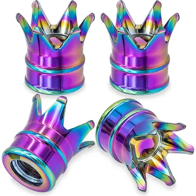 4Pcs Crown Style Tire Valve Stem Caps Air Caps Cover Aluminum Alloy Dustproof and Waterproof Valve