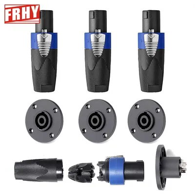 8 PACK 4-Pole Twist Lock Speaker Plug Kit Panel Mount Compatible with Neutrik NL4FC/FX NLT4X NL2FC