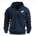 2025 Maglione con cappuccio da uomo maglione sportivo casual vintage Harajuku manica lunga con cerniera multitasche cappotto allentato casual Street