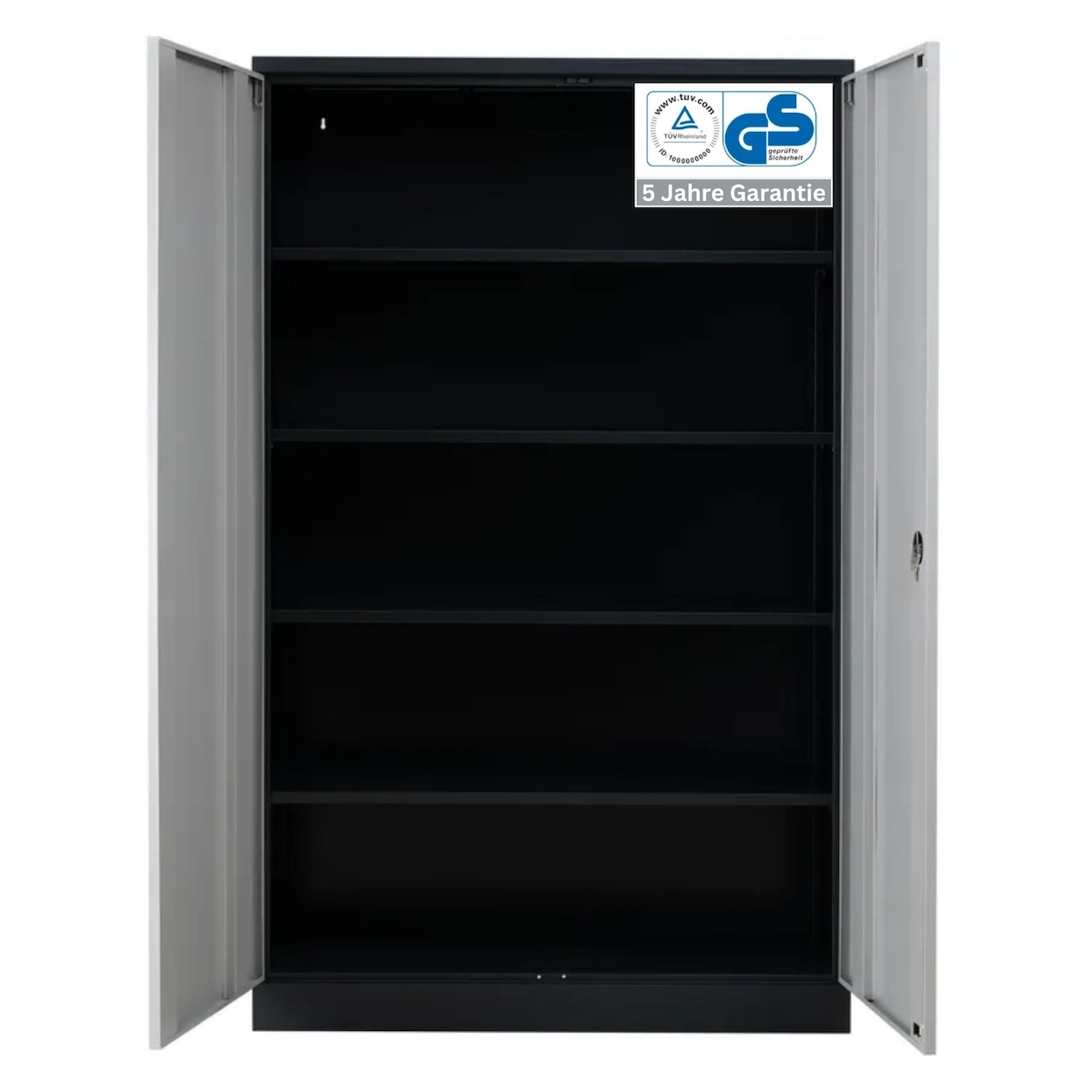 PROREGAL Stahlschrank BEE mit 9 lackierten Fachböden | HxBxT 195x92x60cm | Schwarz-Grau | Werkstattschrank Werkzeugschrank Aktenschrank Image