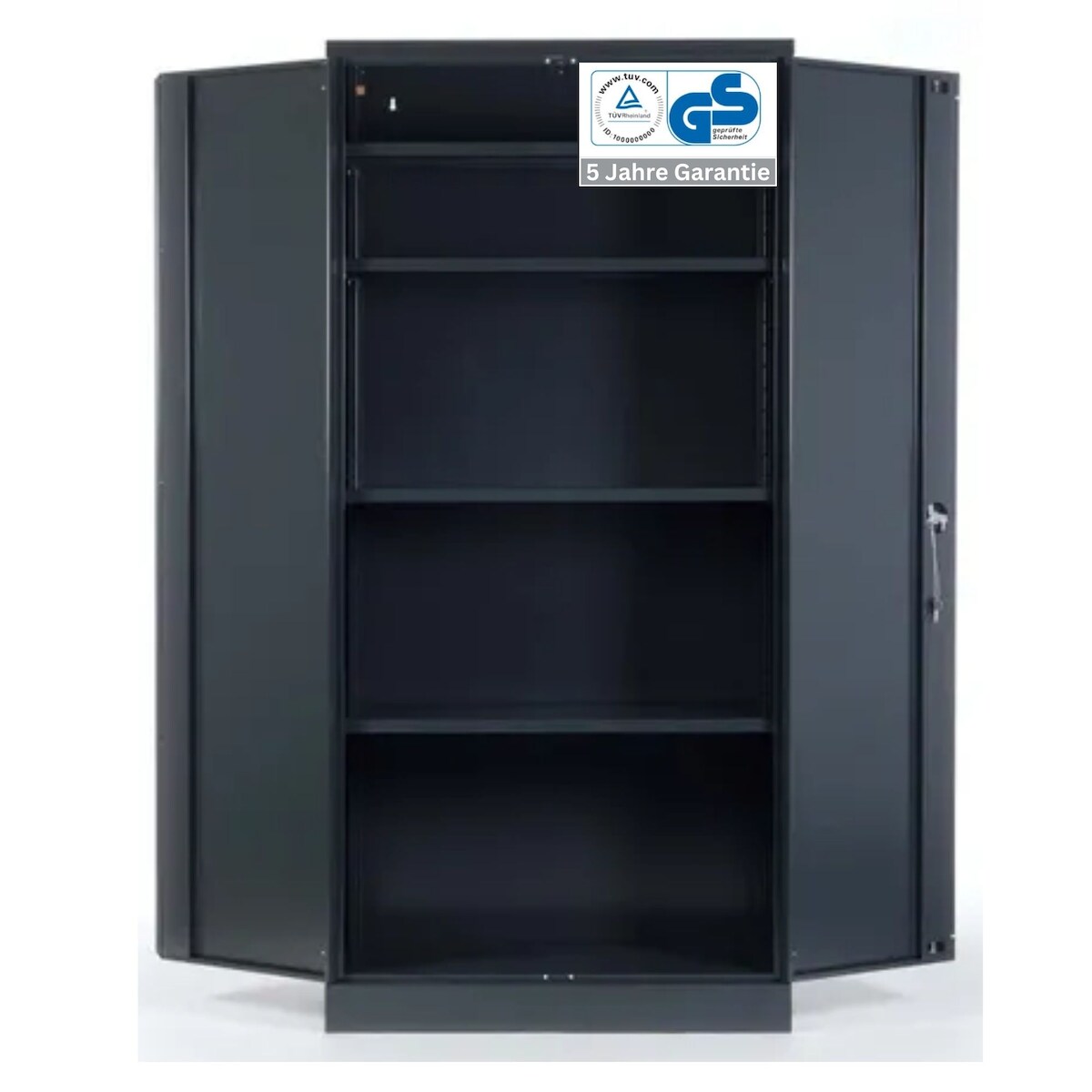 PROREGAL Stahlschrank BEE mit 8 verzinkten Fachböden | HxBxT 195x92x50cm | Anthrazit-Anthrazit | Werkstattschrank Werkzeugschrank Aktenschrank Image