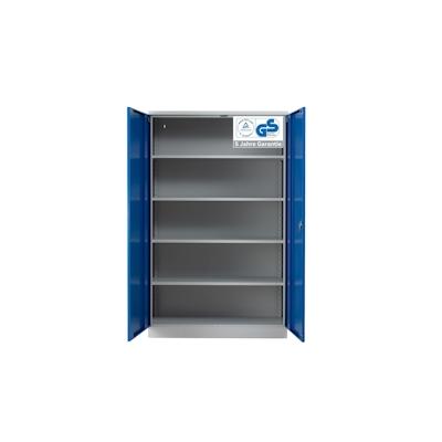 PROREGAL Stahlschrank BEE mit 5 lackierten Fachböden | HxBxT 195x120x50cm | Lichtgrau-Enzianblau | Werkstattschrank Werkzeugschrank Aktenschrank Image