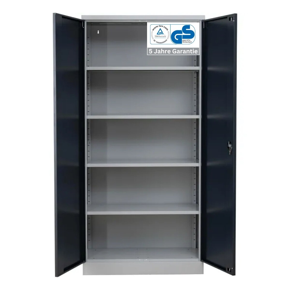 PROREGAL Stahlschrank BEE mit 6 lackierten Fachböden | HxBxT 195x92x42cm | Grau-Anthrazit | Werkstattschrank Werkzeugschrank Aktenschrank Image