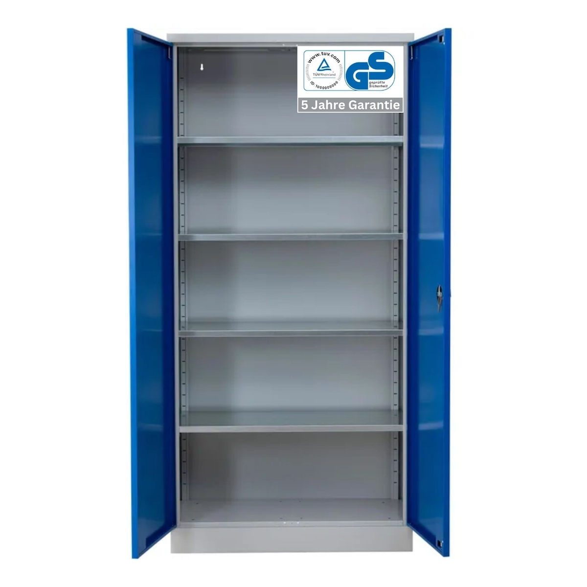 PROREGAL Stahlschrank BEE mit 6 verzinkten Fachböden | HxBxT 195x92x60cm | Grau-Blau | Werkstattschrank Werkzeugschrank Aktenschrank Universalschrank Image