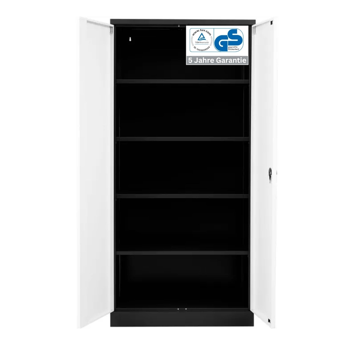 PROREGAL Stahlschrank BEE mit 9 lackierten Fachböden | HxBxT 195x92x42cm | Anthrazit-Weiß | Werkstattschrank Werkzeugschrank Aktenschrank Image