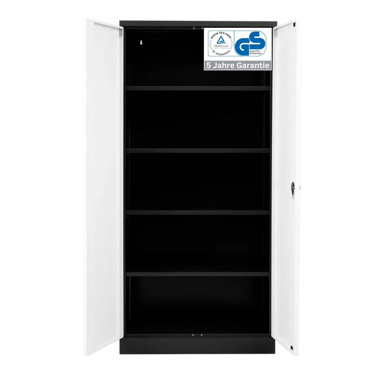 PROREGAL Stahlschrank BEE mit 10 lackierten Fachböden | HxBxT 195x92x42cm | Schwarz-Weiß | Werkstattschrank Werkzeugschrank Aktenschrank Image
