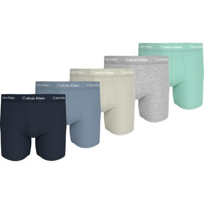 Boxer "BOXER BRIEF 5PK", Herren, Gr. S (48), shrn fd dnm cel tnt gry htr beau bl, Jersey, Obermaterial: 95% Baumwolle, 5% Elasthan, CALVIN KLEIN UNDERWEAR, körpernah, Unterhosen, mit längerem Bein und Logo-Elastikbund (5Stück) Image