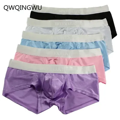 5 Teile/los Männliche Helle Seidige Männer Unterwäsche Cueca Boxer Kurze Calzoncillos Hombre Image