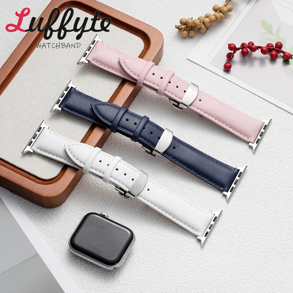 Business-Lederarmband für Apple Watch Series 38/44/40/41/42/45/46/49 mm Unisex-Armband für iWatch 1-10 Ultra SE1/2 Armband Image