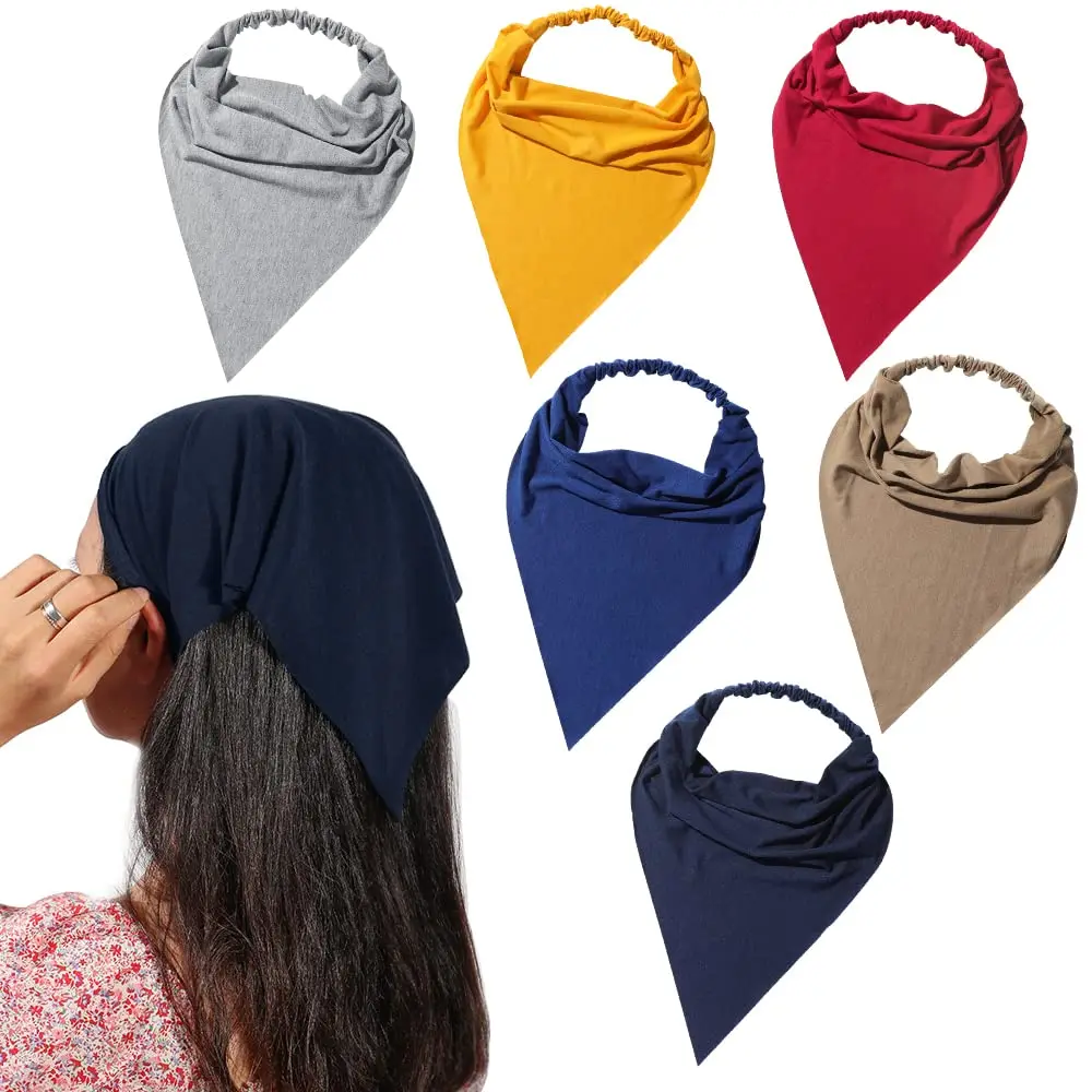 Frau Mädchen Solide Sommer Kopf Schal Chiffon Dreieck Bandanas Frauen Elastische Haarband Haar Zubehör Kopfbedeckungen Ornamente Image