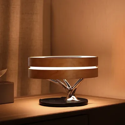 Heiß verkaufte Smart Home Schlafzimmer Gadgets Nachttisch LED-Lampe drahtloses Ladegerät und Bluetooth-Lautsprecher Nacht lampe lesen Umgebungs lampen