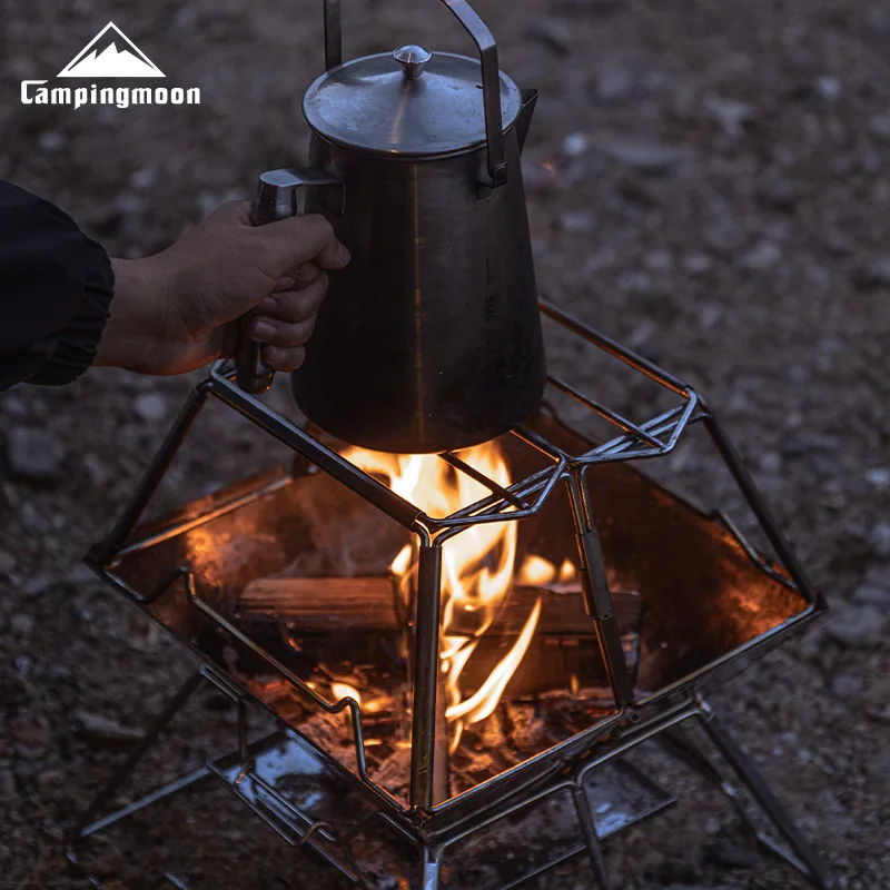 CAMPINGMOON MT-3-ST Outdoor Camping BBQ Grill Set Edelstahl Tragbarer zusammenklappbarer BBQ Grill Edelstahl Camping Grill Image