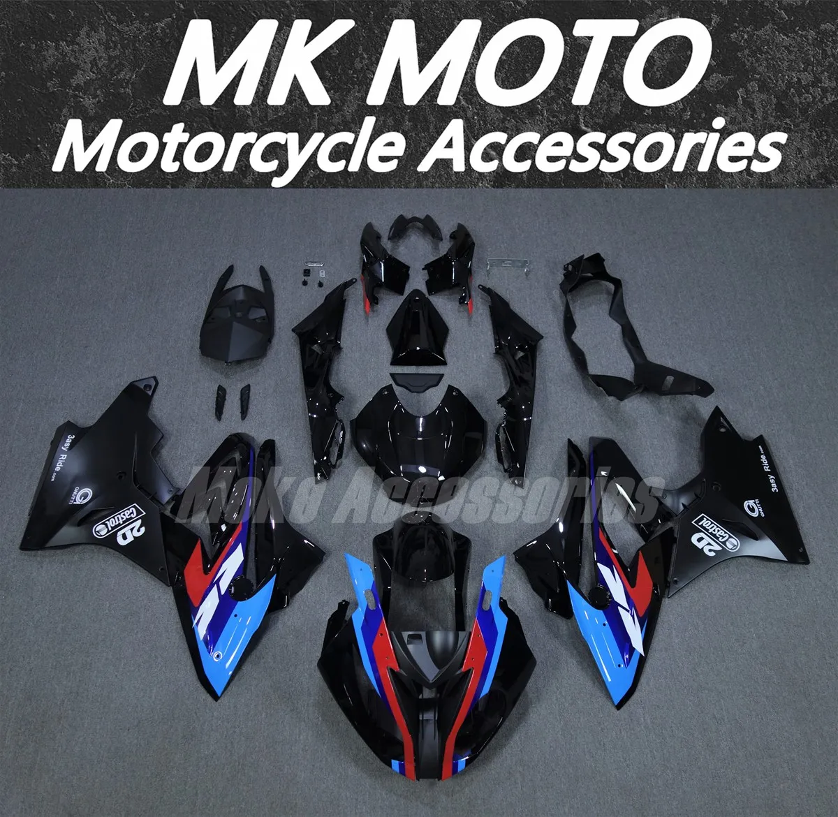 Moke Moto Motorrad-Verkleidungsset, passend für S1000rr 2017 2018, Karosserie-Set, hochwertige Einspritzung, neu, blau, rot, schwarz Image