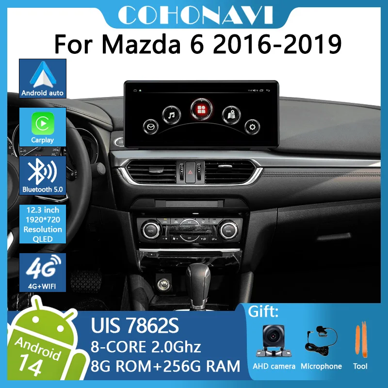 COHO Für Mazda 6 2016-2019 Dual System 8 + 256G Auto Video Player Pultimedia GPS Auto radio Stereo Android14 8-Core Rechts peptid Image