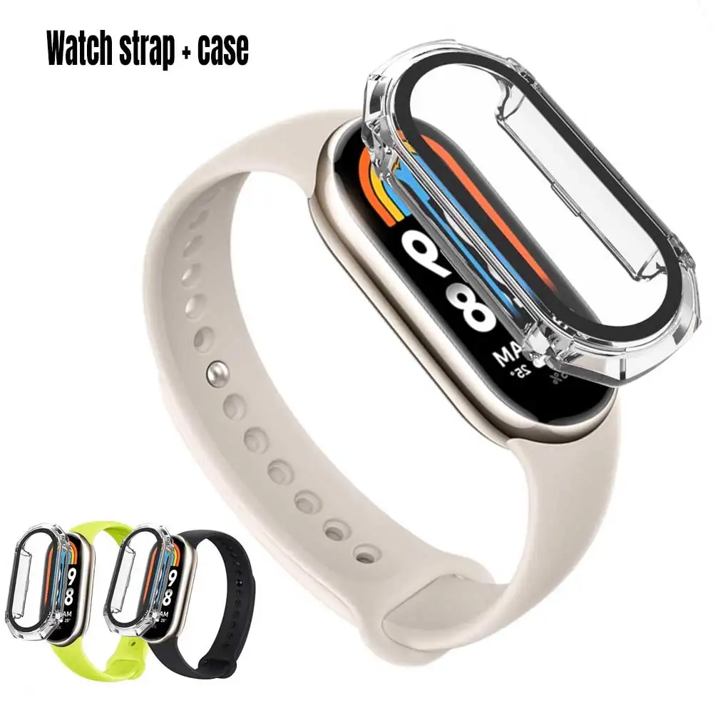 Silikonbänder + Hülle für Xiaomi Mi Band 8-9 Gürtel Ersatz Miband 9 Sportarmband Smart Band 9 8 wasserdichte Abdeckung Zubehör Image