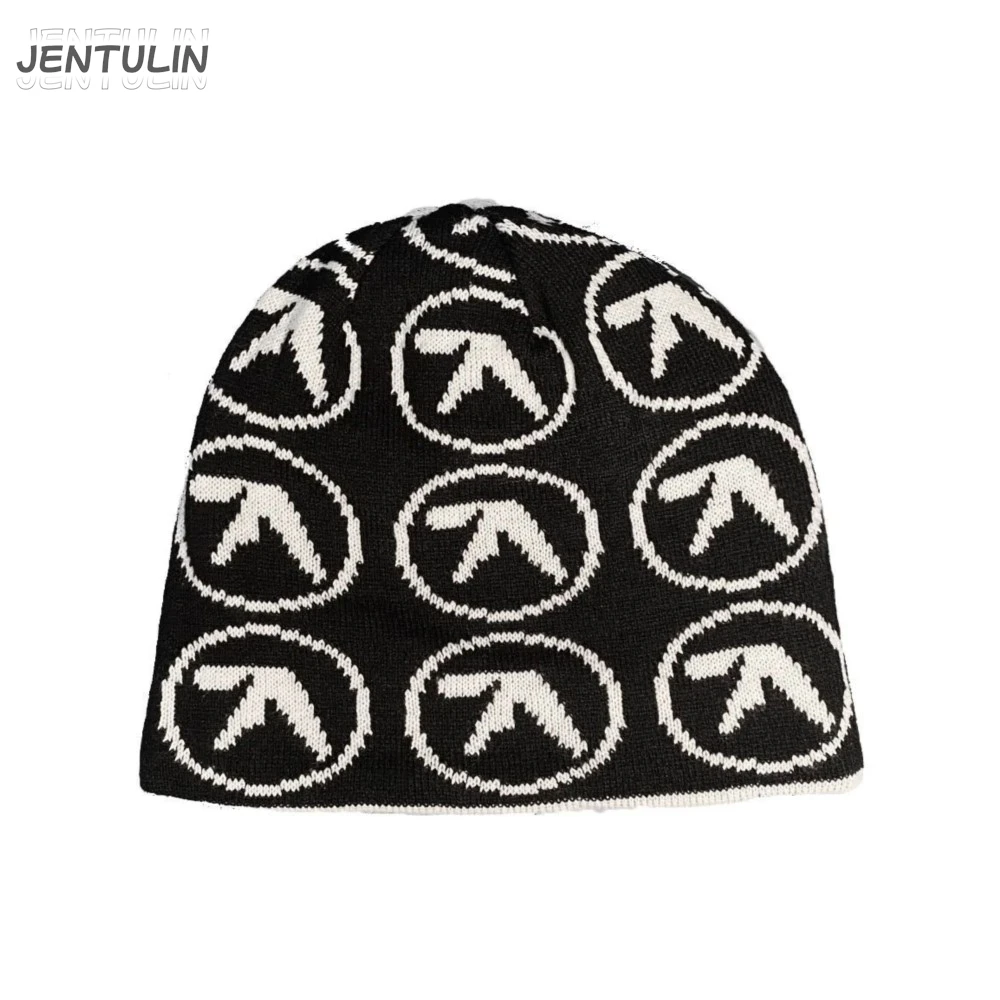 Y2k Frauen Hut Stricken Mützen Aphex Twin Cap Für Männer Hip Hop Streetwear Winter Mode Kpop Vintage Goth Warme Hip Hop Unisex BF