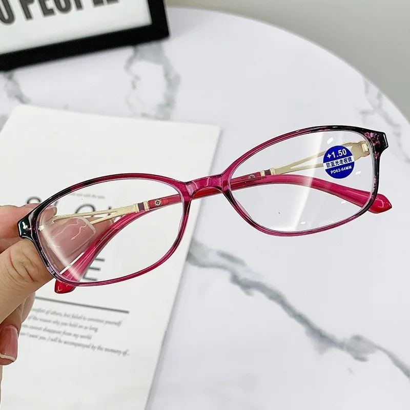Lesebrille für Frauen, abgestufte +1,0 ~ + 4,0 TR, Anti-Strahlung, Anti-Blau, Presbyopie-Lesebrille Image
