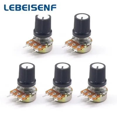 5 Sets WH148 1K 10K 20K 50K 100K 500K Ohm 15mm 3 Pin Linear Taper Drehpotentiometer Widerstand für Image